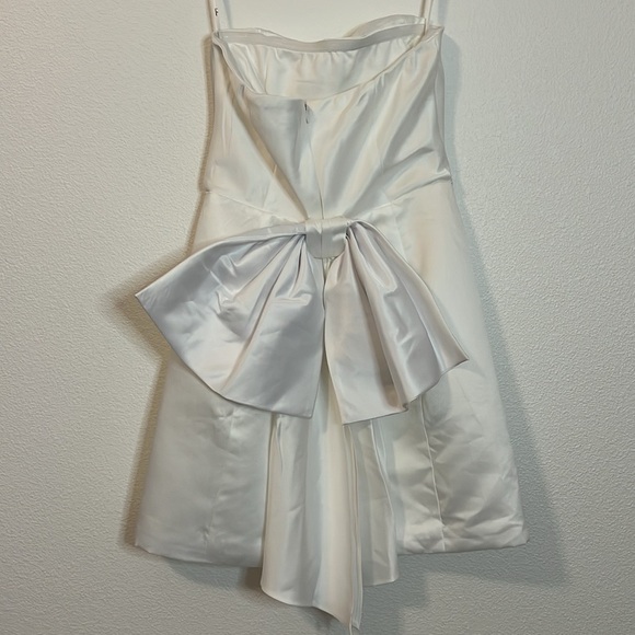 Soiree Hour White Satin Strapless Bow Mini Dress- Bridal - Picture 7 of 11